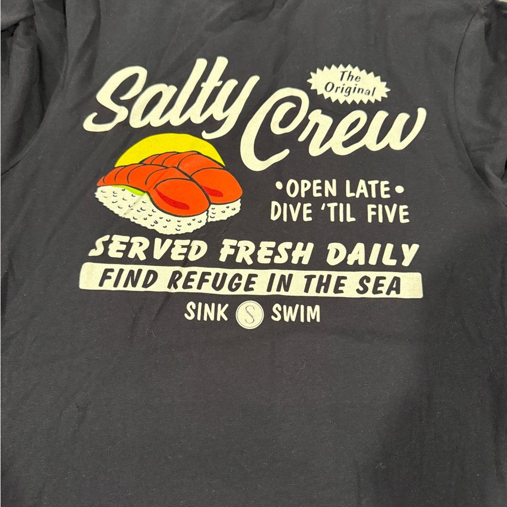 Salty Crew Black Tee with Sushi Graphic